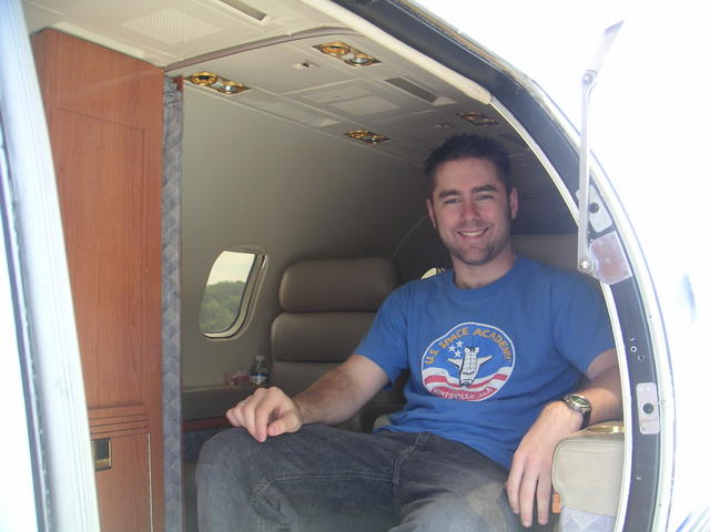 Me sitting in the Learjet